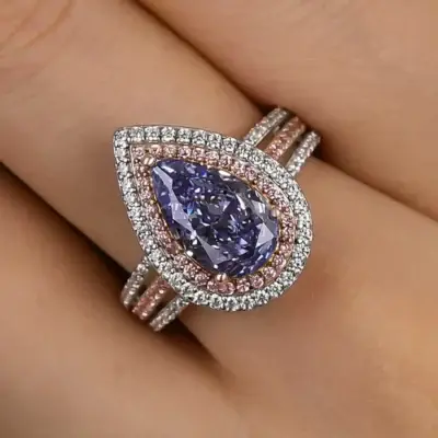 Blue Cubic Zirconia Women Ring