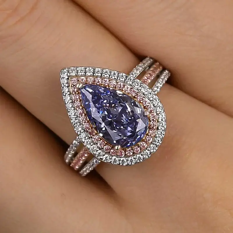 Blue Cubic Zirconia Women Ring