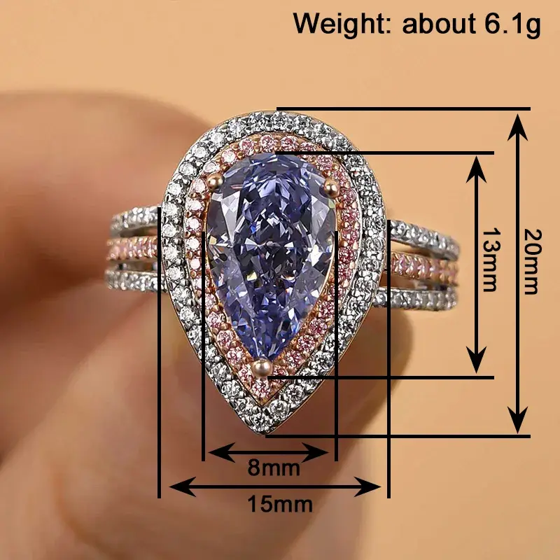 Blue Cubic Zirconia Women Ring - Image 6