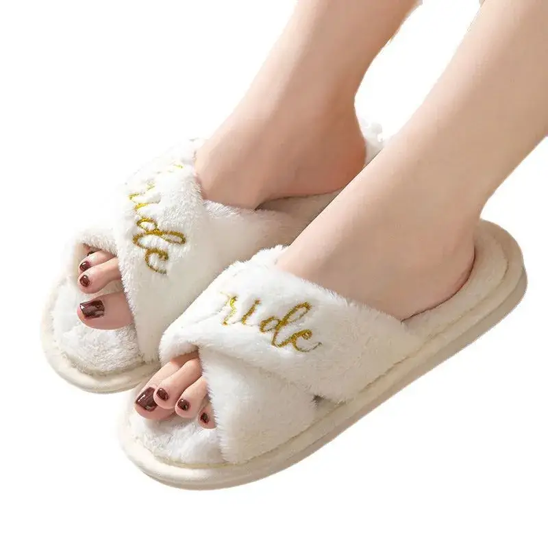 White Plush Home Slippers - Image 7