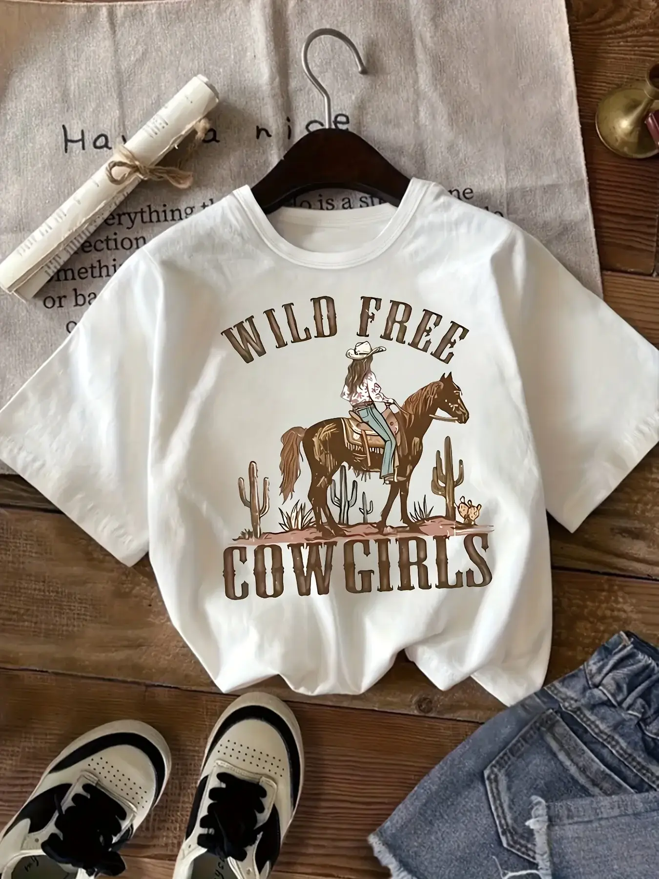 Vintage Wild Free Cowgirls Graphic T-Shirt