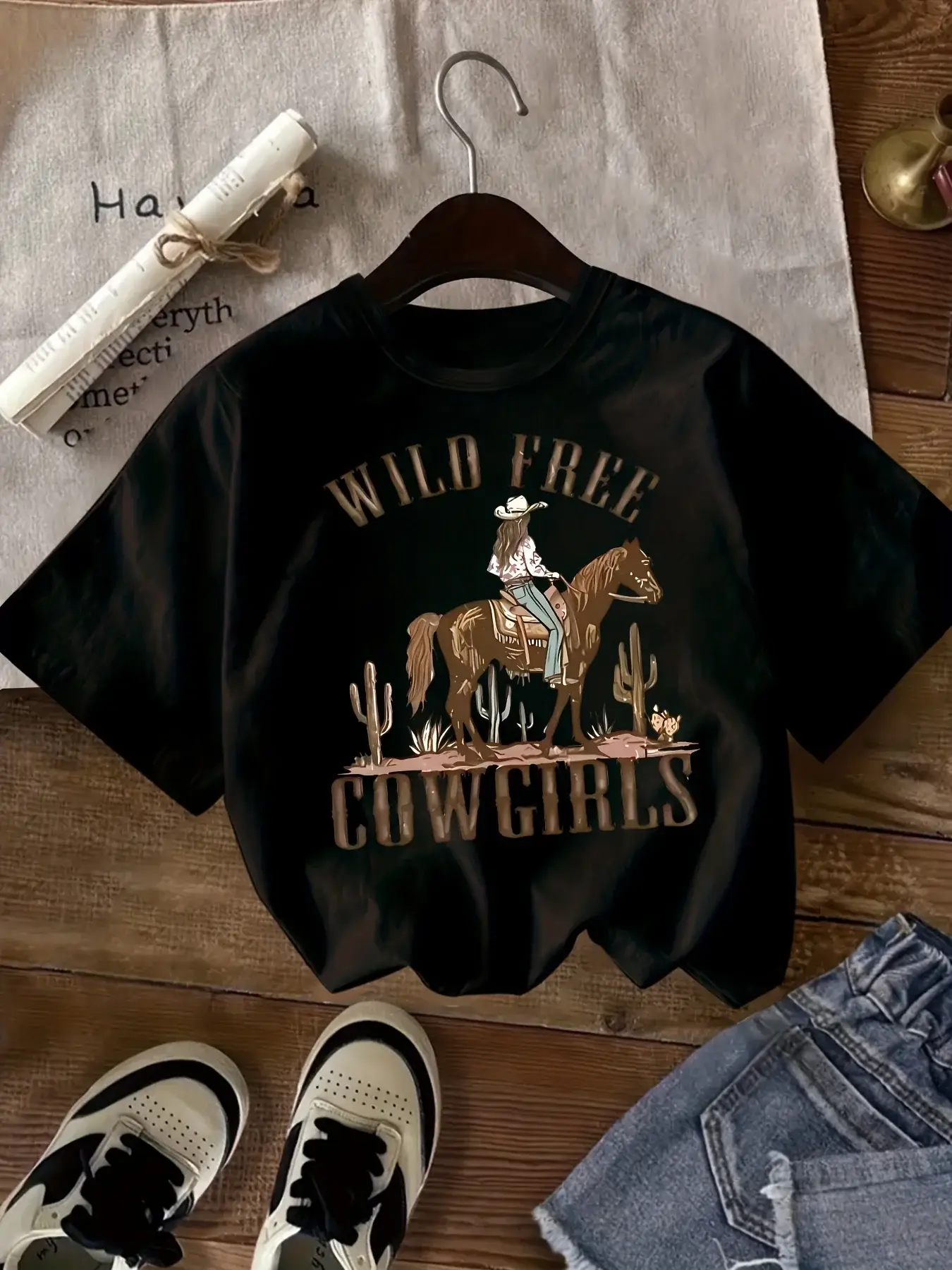 Vintage Wild Free Cowgirls Graphic T-Shirt - Image 6