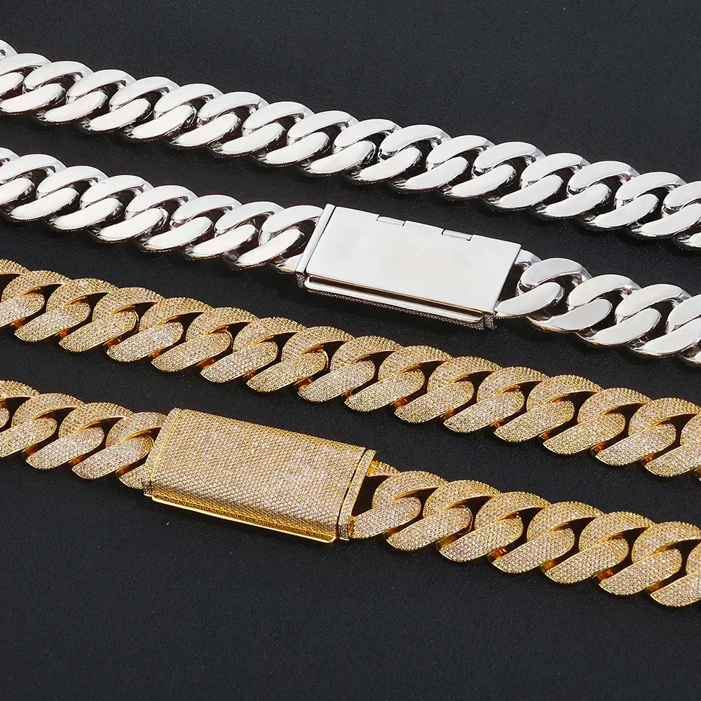 Hip Hop Style For Men 23mm Inlaid With 6 Row Diamond Cuban Link Necklace - Image 5