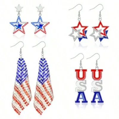 4PCS July 4th Independence Day Earrings