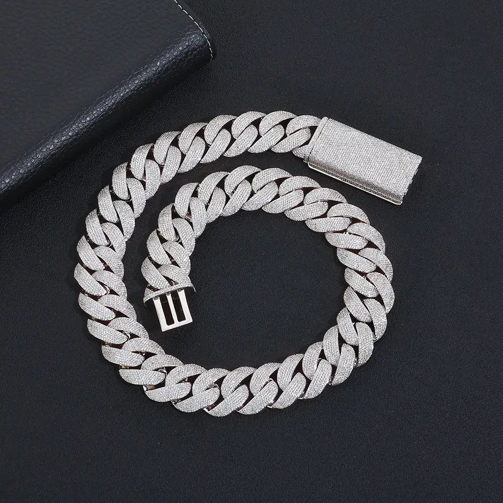Hip Hop Style For Men 23mm Inlaid With 6 Row Diamond Cuban Link Necklace - Image 7