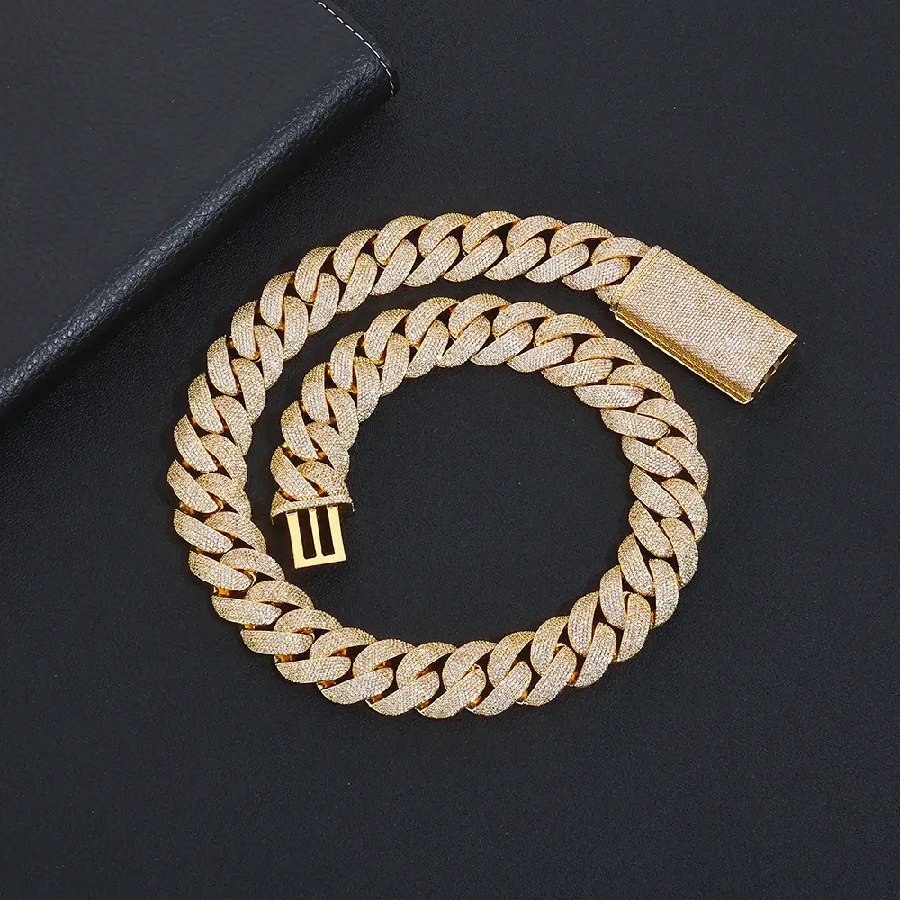 Hip Hop Style For Men 23mm Inlaid With 6 Row Diamond Cuban Link Necklace - Image 8