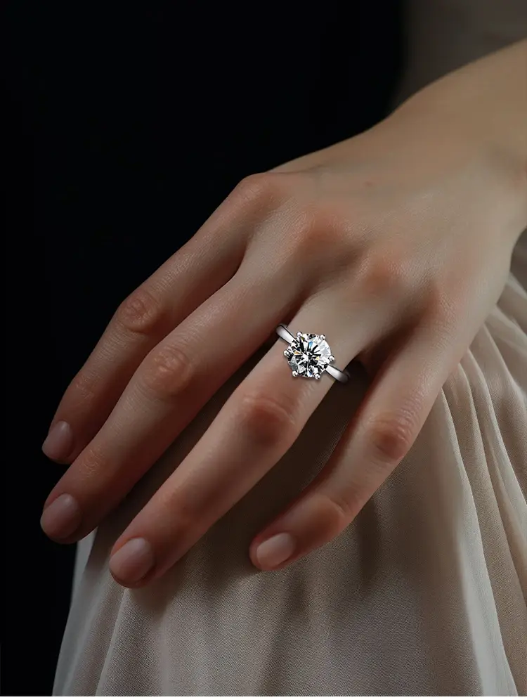 18K Pure Gold Lab Grown Diamond Engagement/Wedding Ring - Image 6