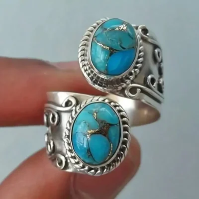 Bohemian Vintage Style Turquoise Stone Ring
