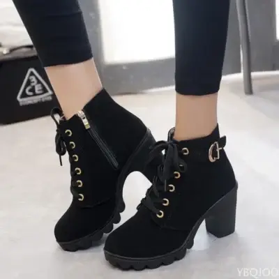 Lace-up Ladies comfortable High Heels Boots