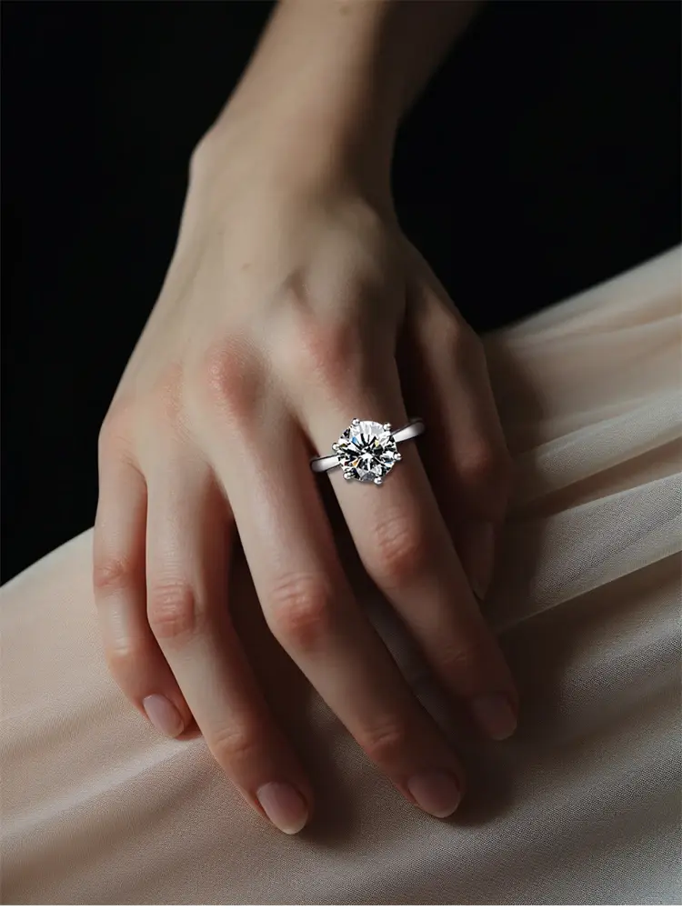 18K Pure Gold Lab Grown Diamond Engagement/Wedding Ring - Image 5