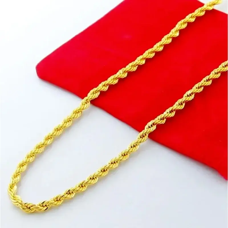 Unisex 24K Gold 3/4/5mm Twisted Rope Necklace - Image 6