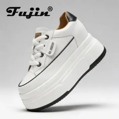 3 inch comfortable platform sneakers for women Genuine Leather