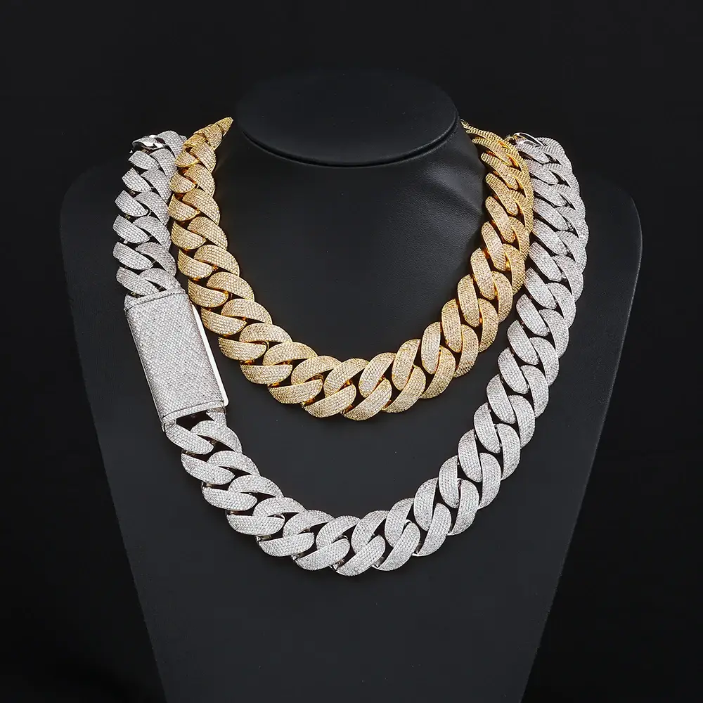 Hip Hop Style For Men 23mm Inlaid With 6 Row Diamond Cuban Link Necklace - Image 3