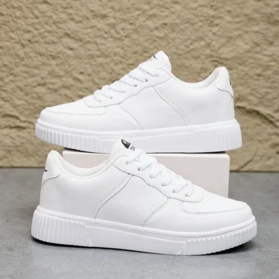Fashion Leather Men White Sneakers