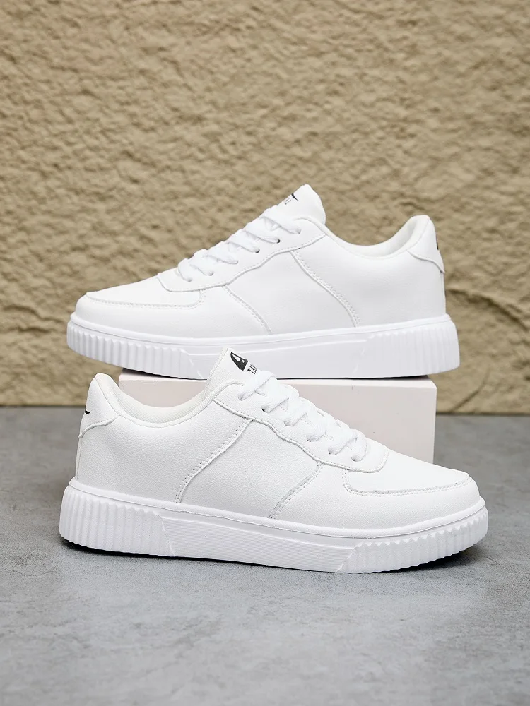 Fashion Leather Men White Sneakers
