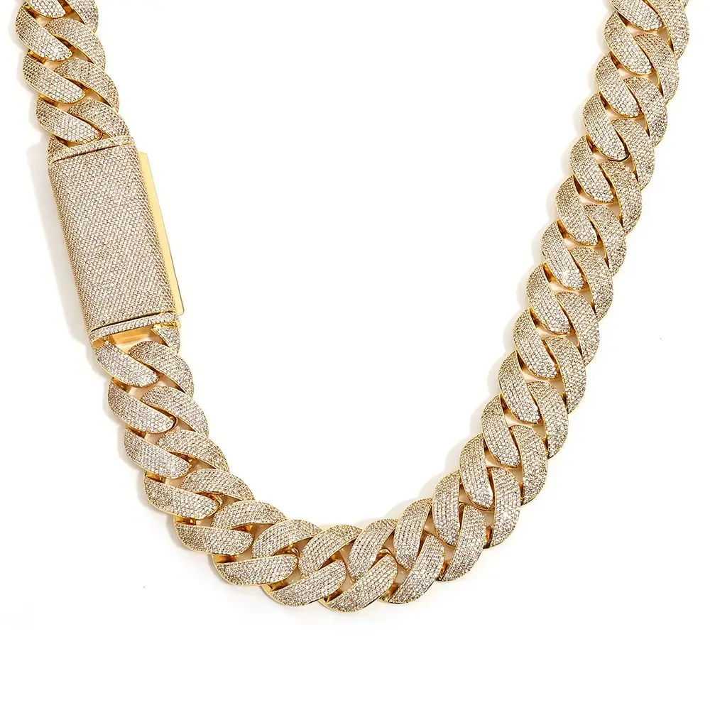 Hip Hop Style For Men 23mm Inlaid With 6 Row Diamond Cuban Link Necklace - Image 2