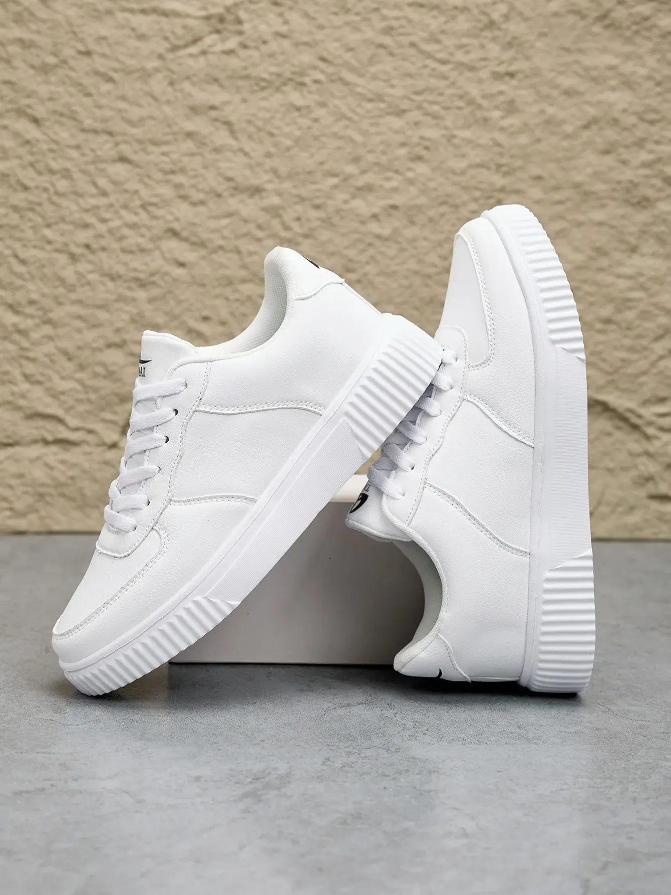 Fashion Leather Men White Sneakers - Image 2