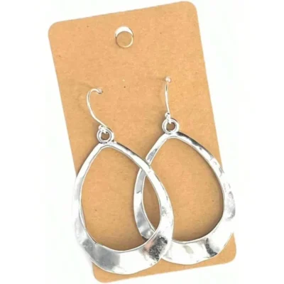 Large Teardrop Hoop Sterling Silver Earrings