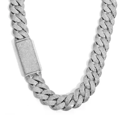 Hip Hop Style For Men 23mm Inlaid With 6 Row Diamond Cuban Link Necklace