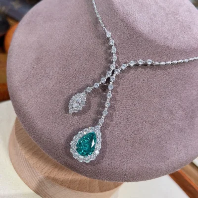 Luxury 18K Solid Platinum diamond necklace