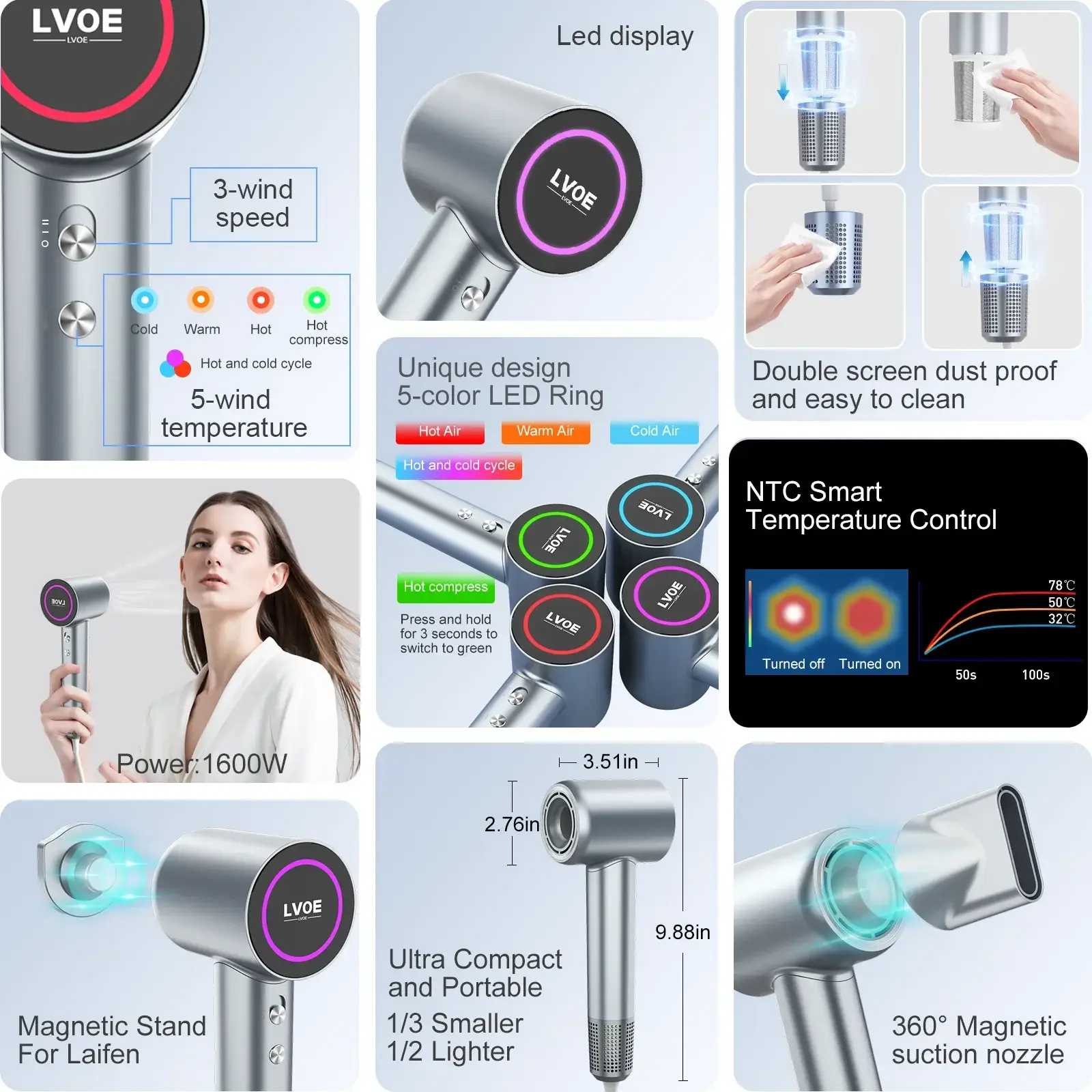 Professional Hair Care Negative Ionic Blow Dryer - Image 3