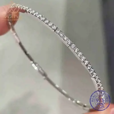 Sterling Silver  Sapphire Diamonds Bracelet Bangle
