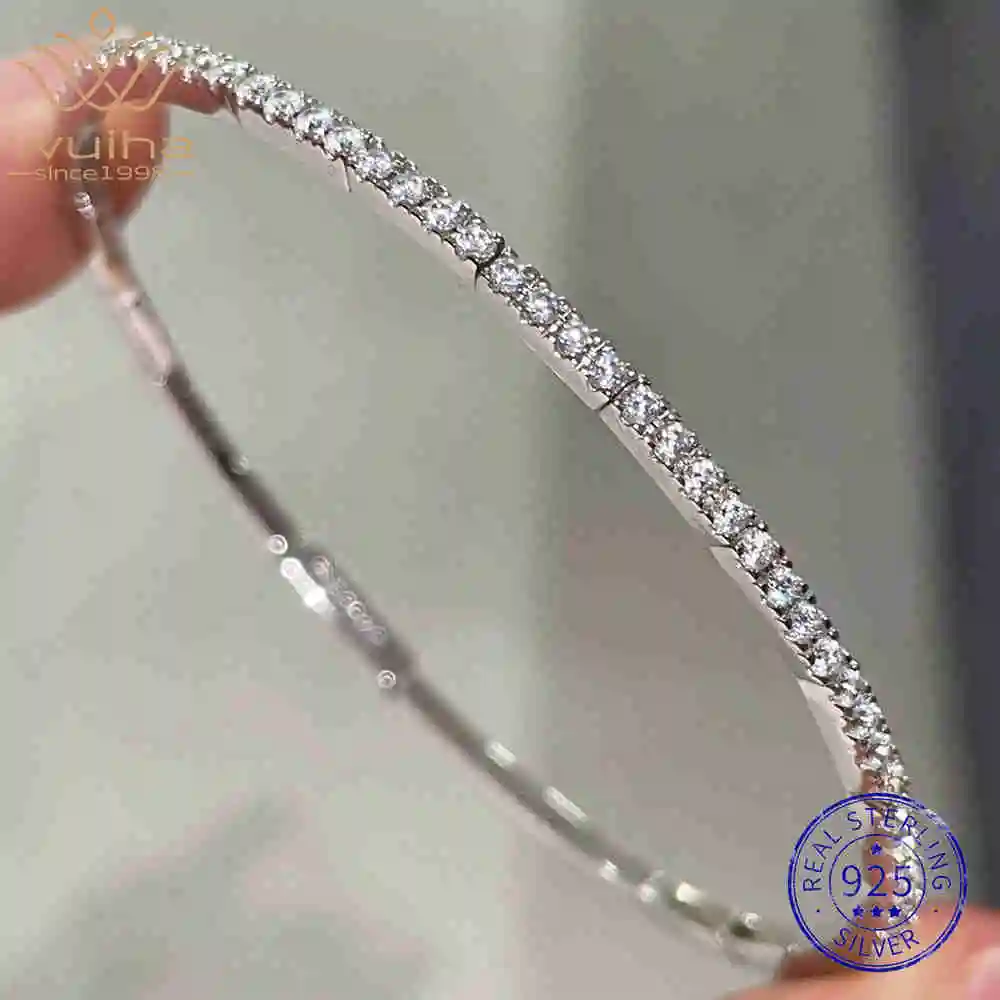 Sterling Silver Sapphire Diamonds Bracelet Bangle