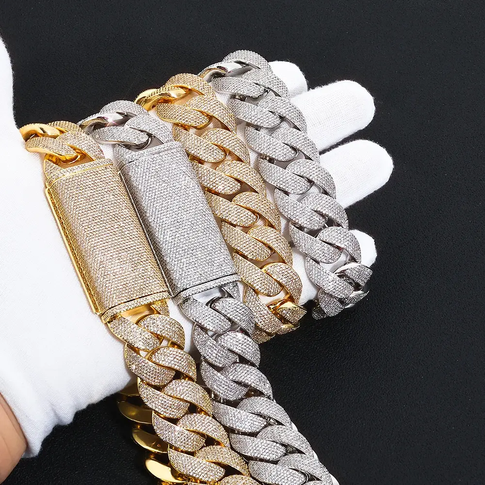 Hip Hop Style For Men 23mm Inlaid With 6 Row Diamond Cuban Link Necklace - Image 4